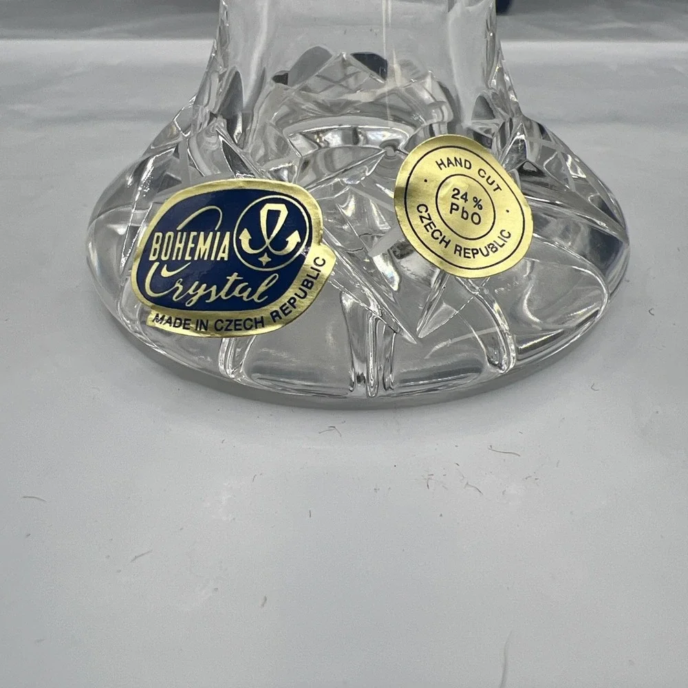Vtg Bohemia Crystal Pedestal Vase 24% PbO Lead Crystal Hand Cut Czech Rep W/Box